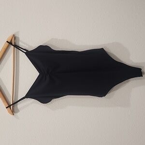 American Eagle Outfitters Ribbed Black Bodysuit Size Large